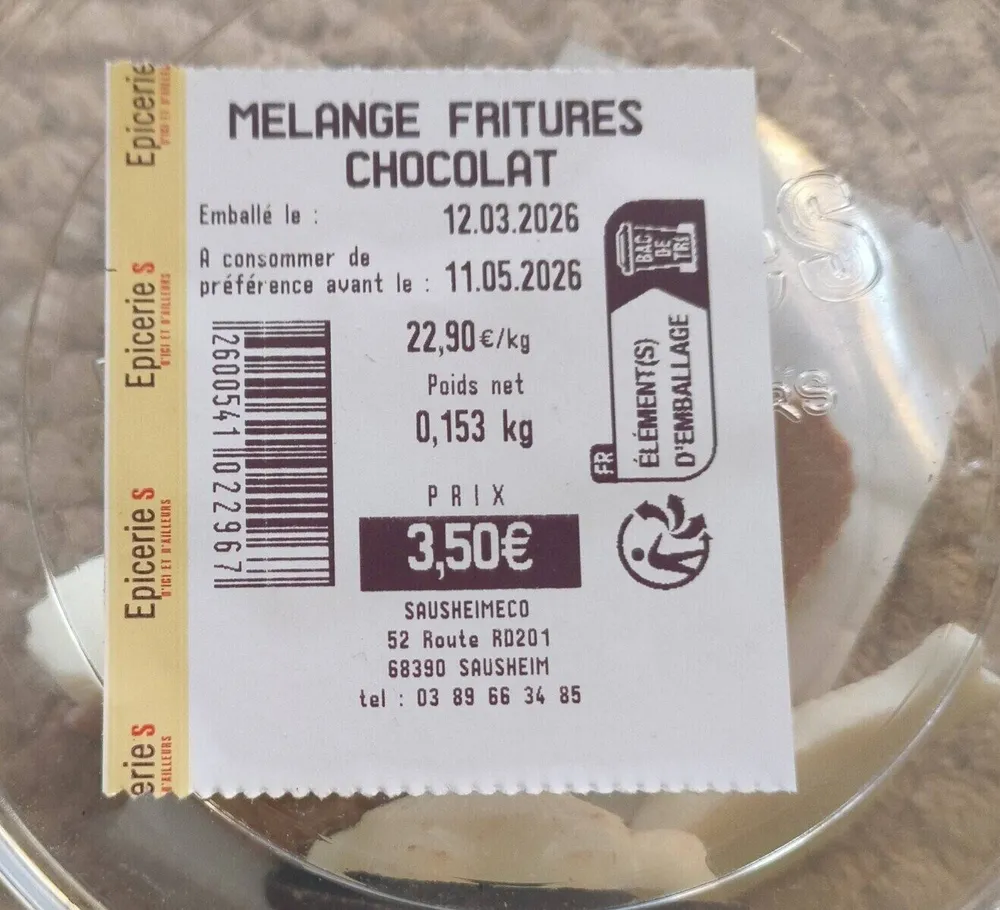 Mélange fritures chocolat