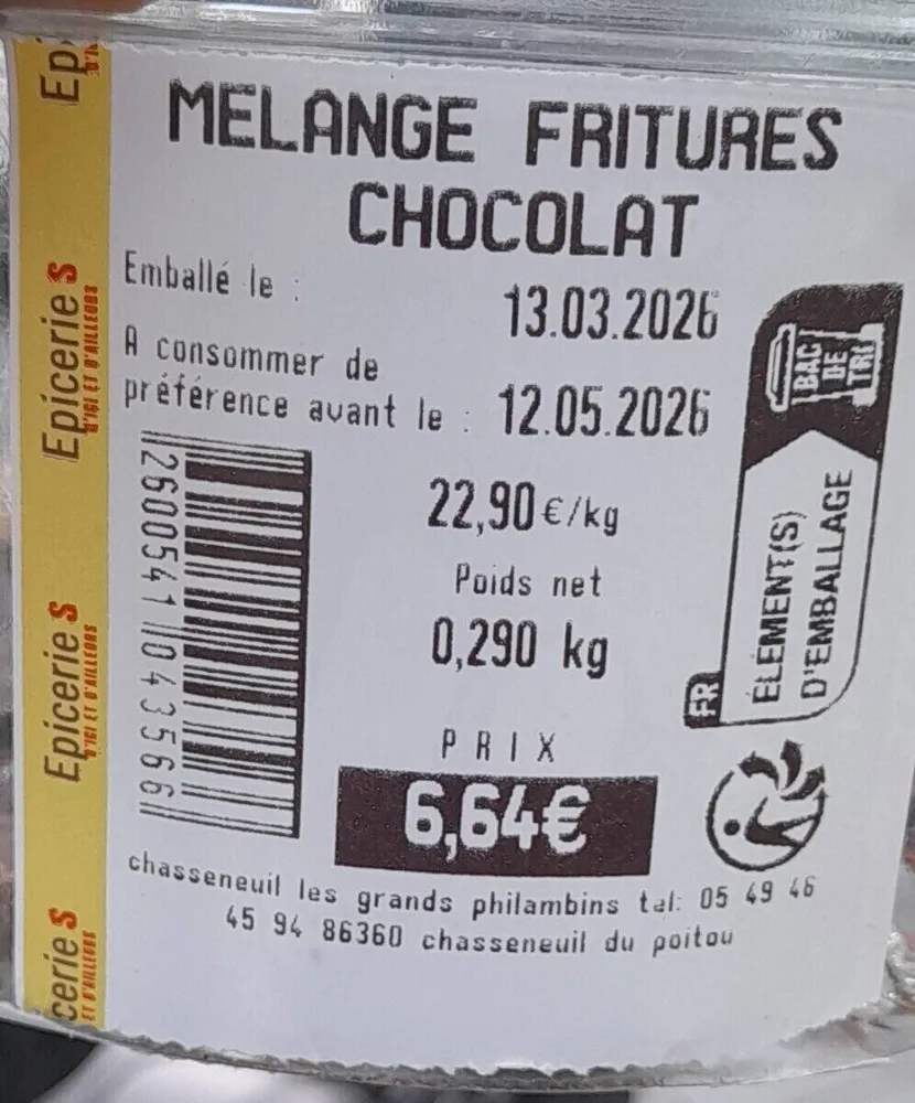 Mélange fritures chocolat