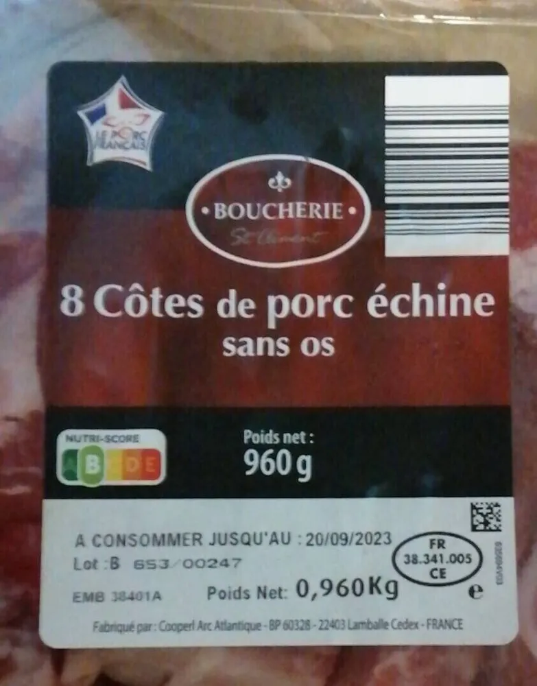 Côtes de porc échine sans os