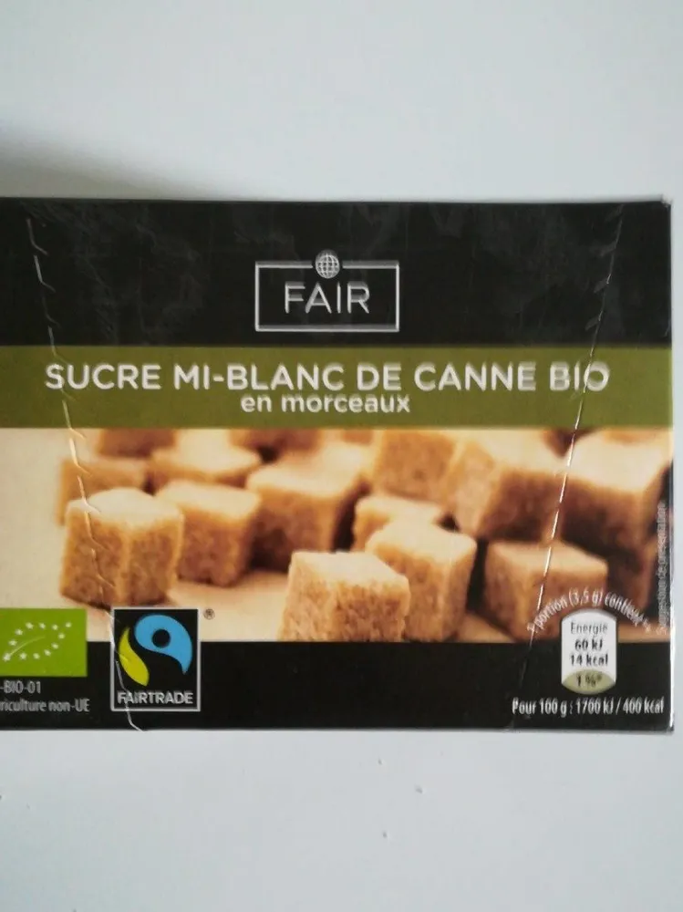 Sucre mi-blanc de canne bio en morceaux