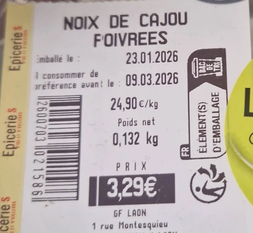 Noix de cajou poivrées