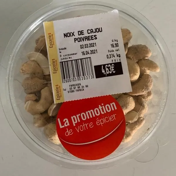 Noix cajou poivrées
