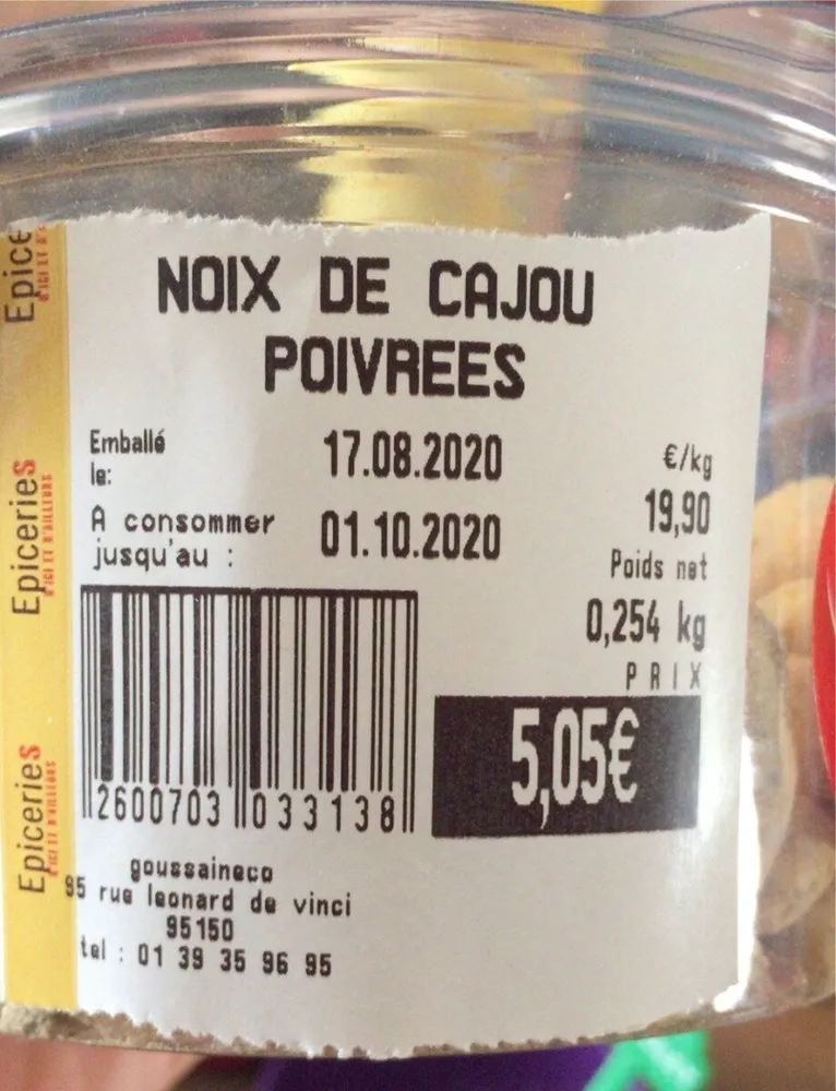Noix de cajou poivrées