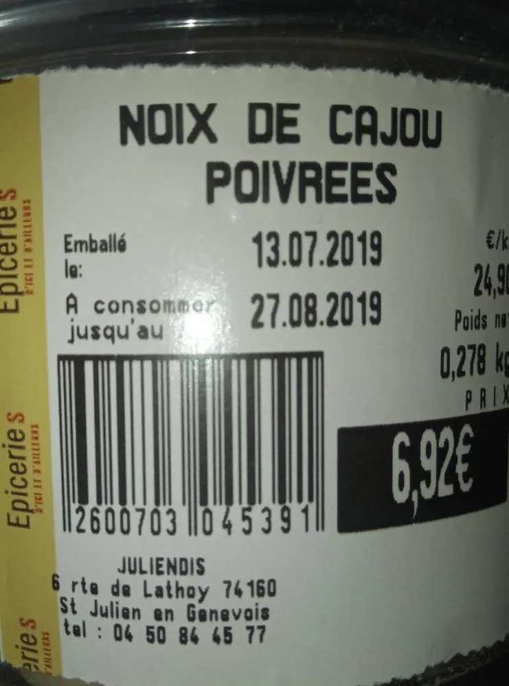 Noix de cajou poivrées