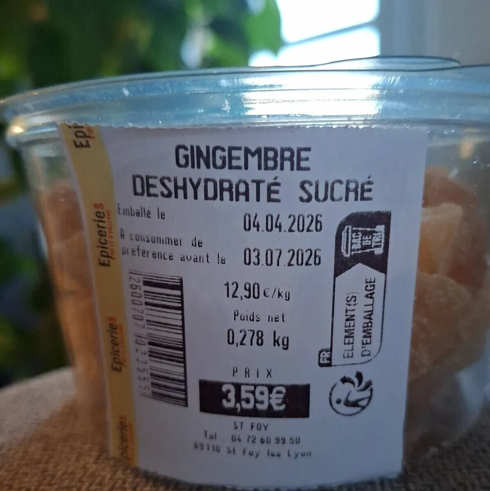 Gingembre Déshydraté sucré