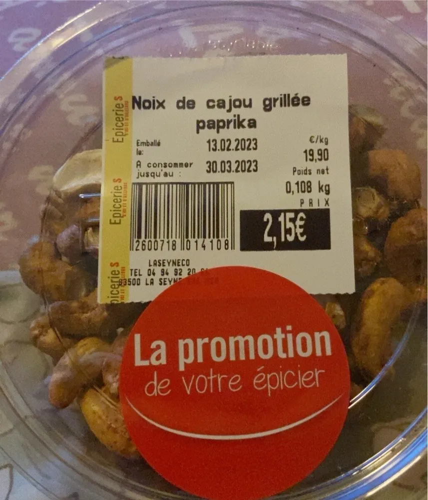 Noix de cajoux grillé paprika