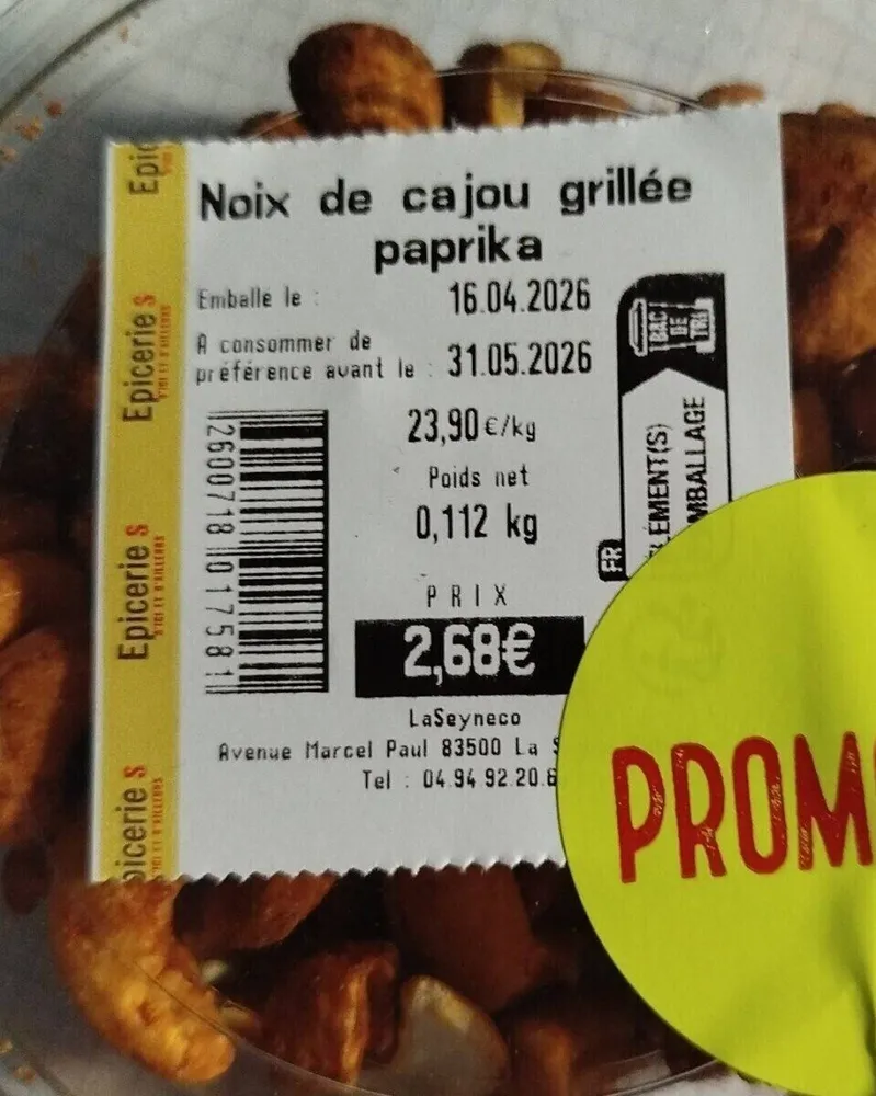 Noix de cajou grillée paprika