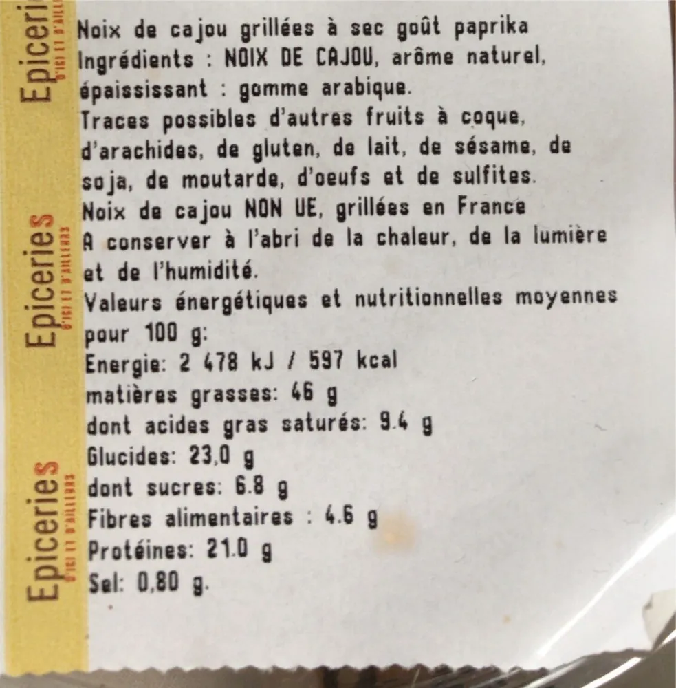 Noix de cajou grillée paprika