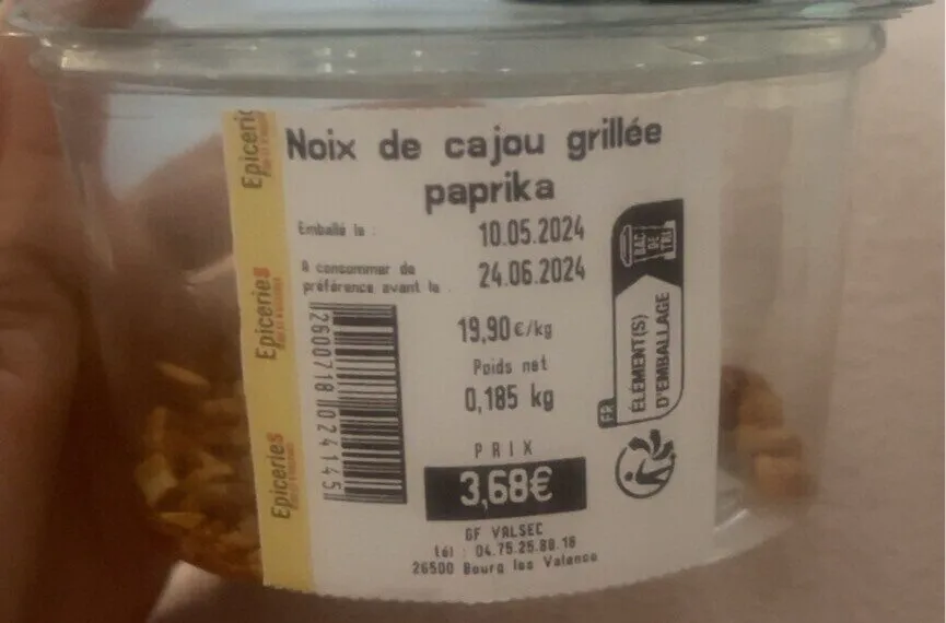 Noix de cajou grillees au paprika