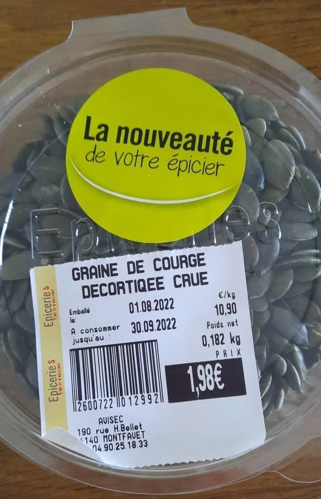 Graines de courges décortiquées crues