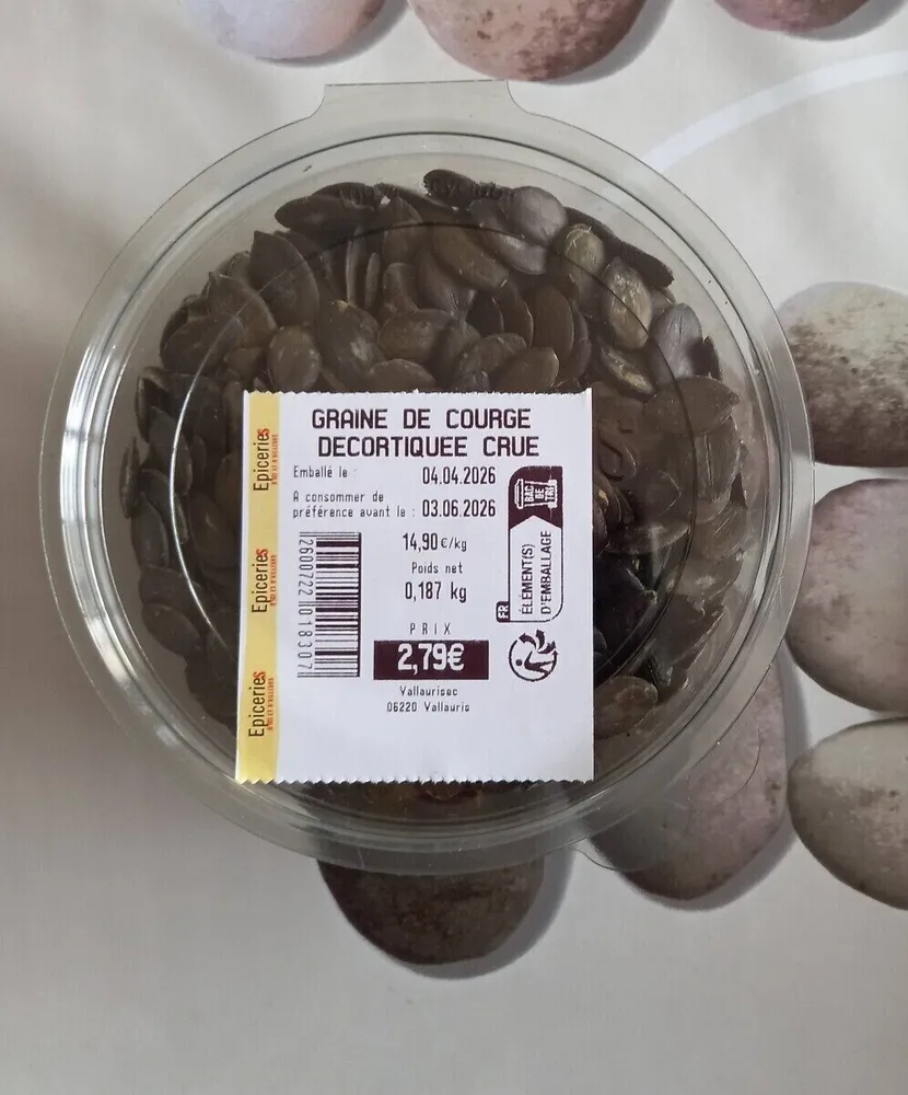 Graines de courge décortiquées crue