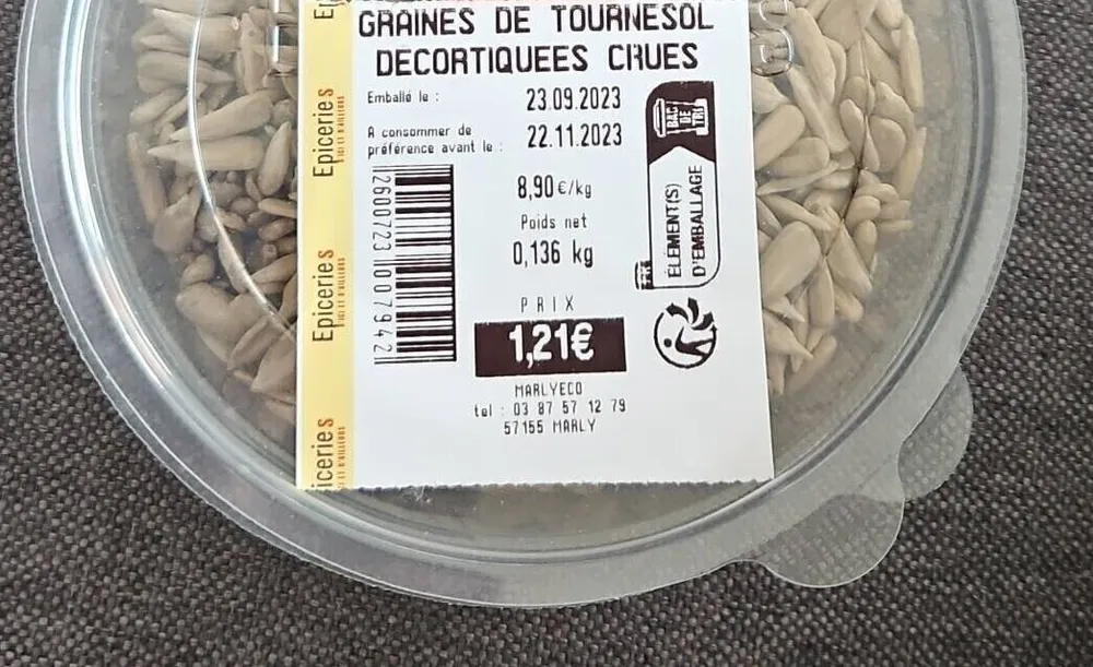 Graine de tournesol decortiquees crues