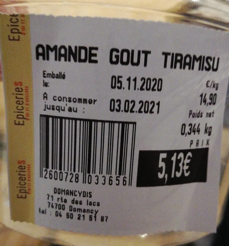 Amandes goût tiramisu