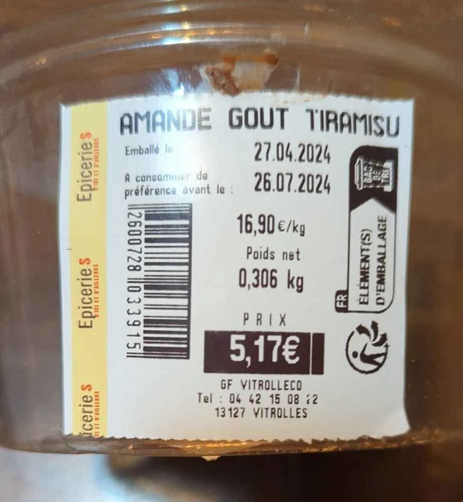 Amande goût tiramisu