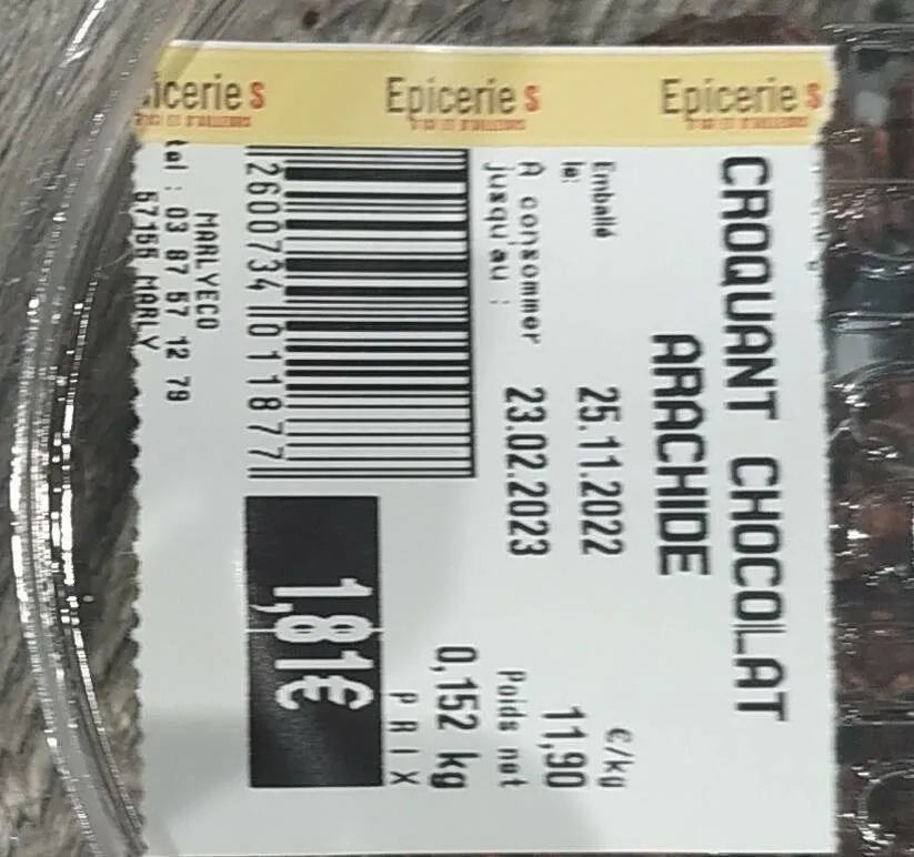 Croquant chocolat arachide