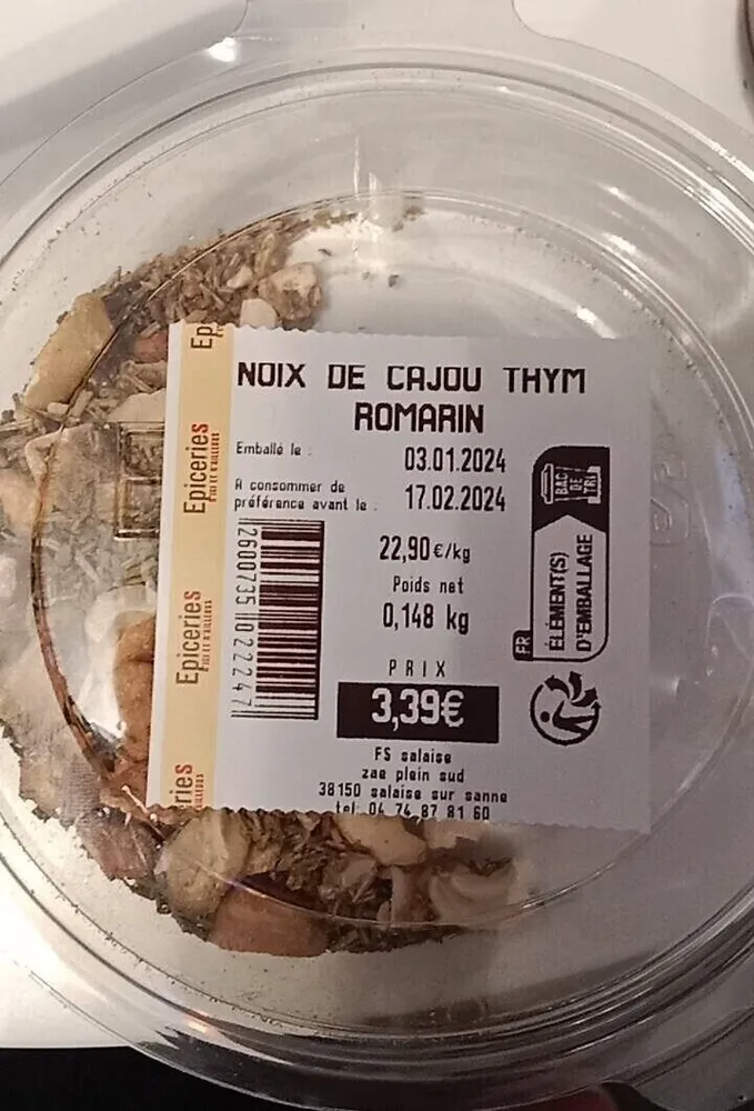 Noix de cajou thym romarin