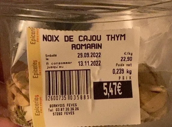 Noix de cajou thym romarin