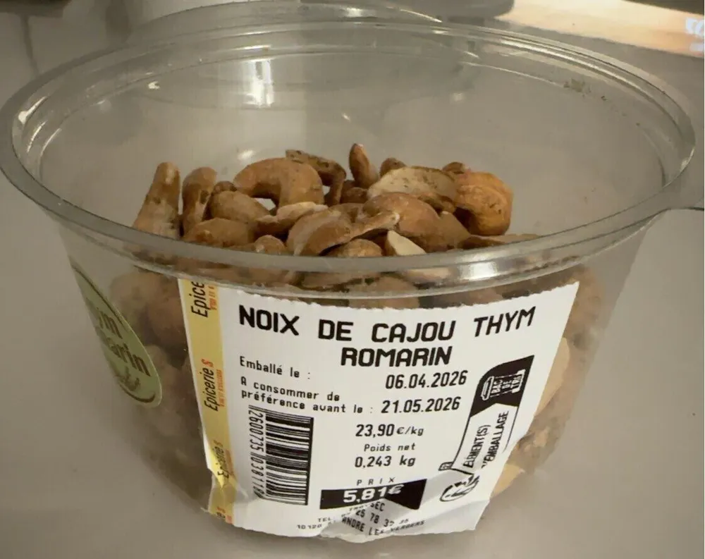 Noix de cajou thym romarain