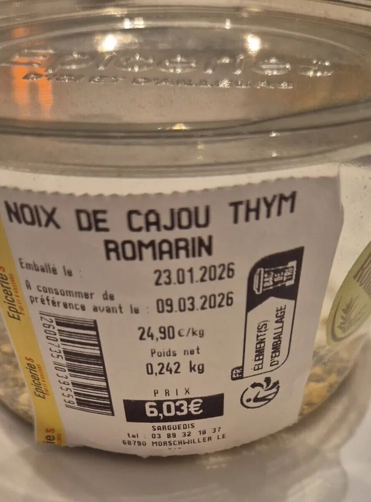 Noix de cajou thym romarin