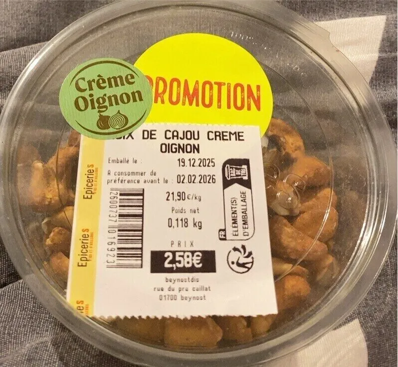 Noix de cajoux creme oignon