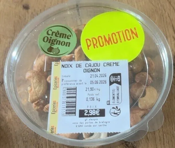 Noix de cajou crème oignon