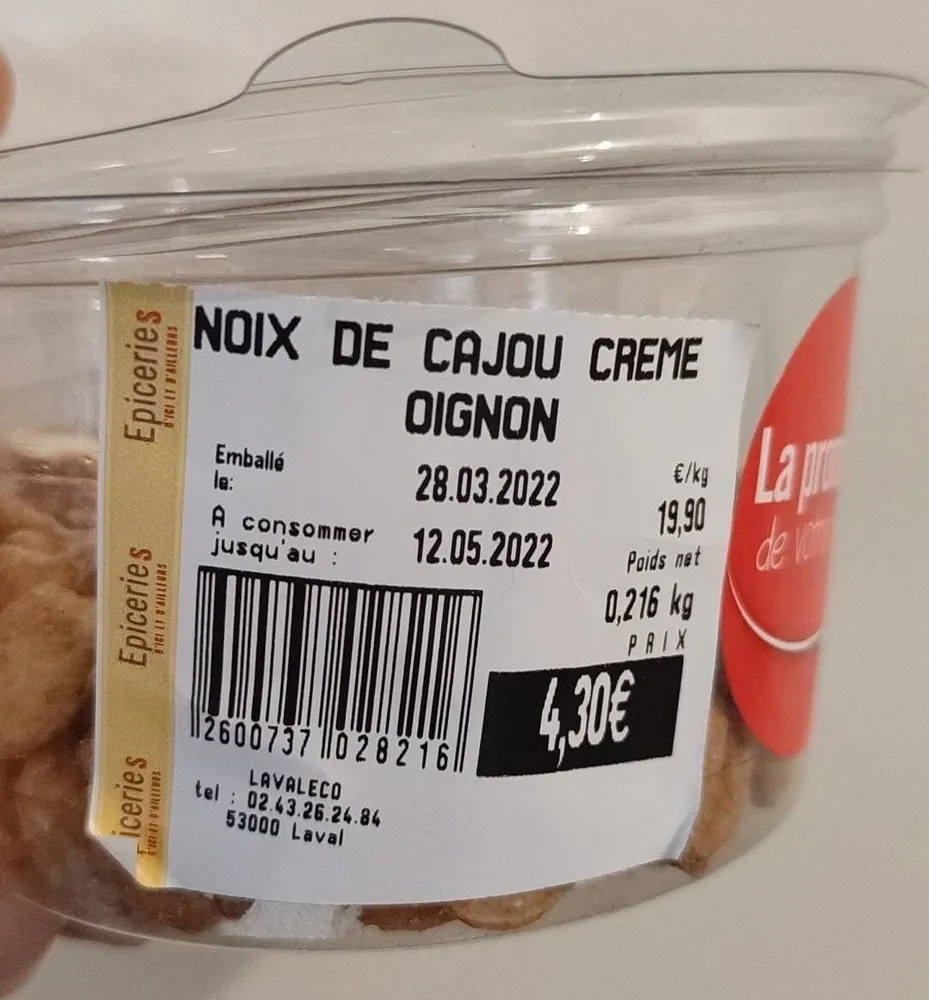 Noix de cajou crème oignon