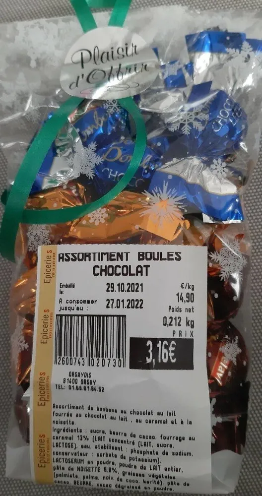 Assortiment boules chocolats