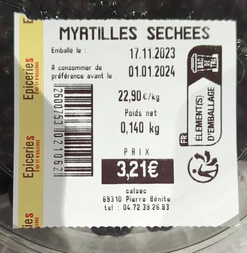 Myrtilles séchées