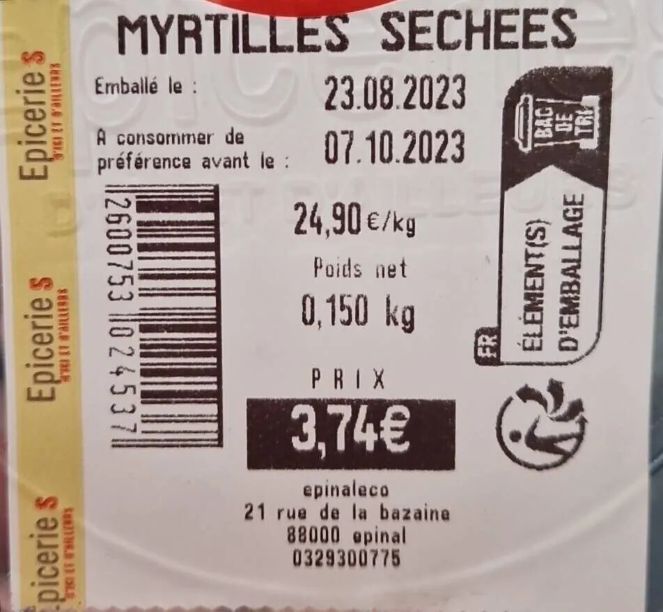 Myrtilles séchées