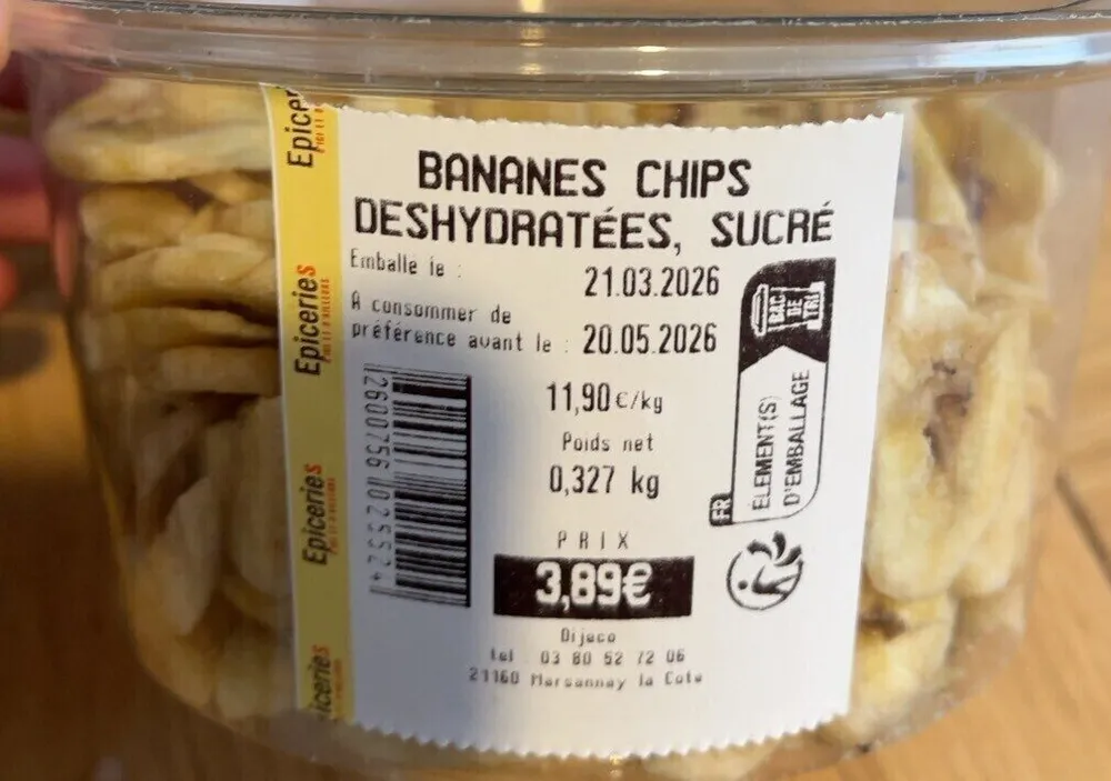 Bananez Chips Deshydrates Sucré