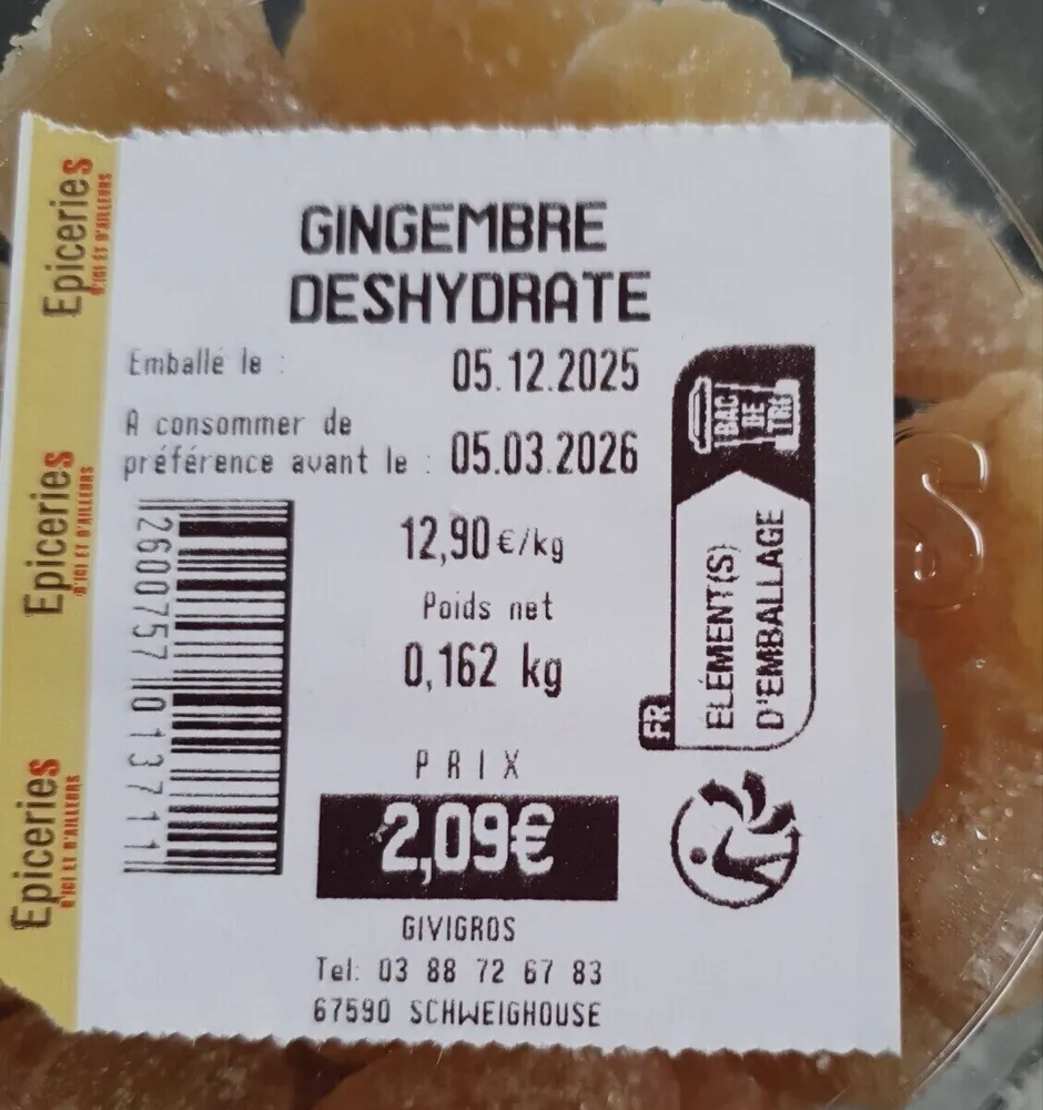 Gingembre déshydraté
