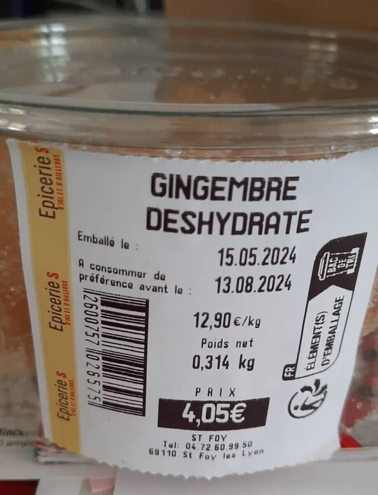 Gingembre déshydraté cristallisé en cubes