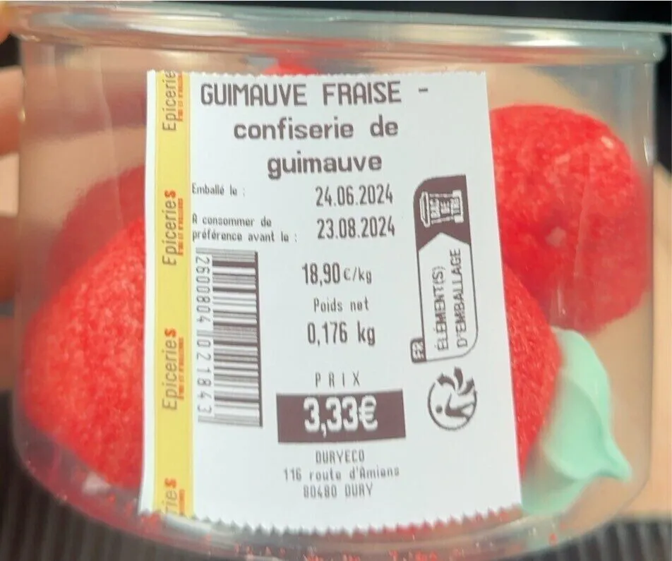 GUIMAUVE FRAISE-confiserie de guimauve