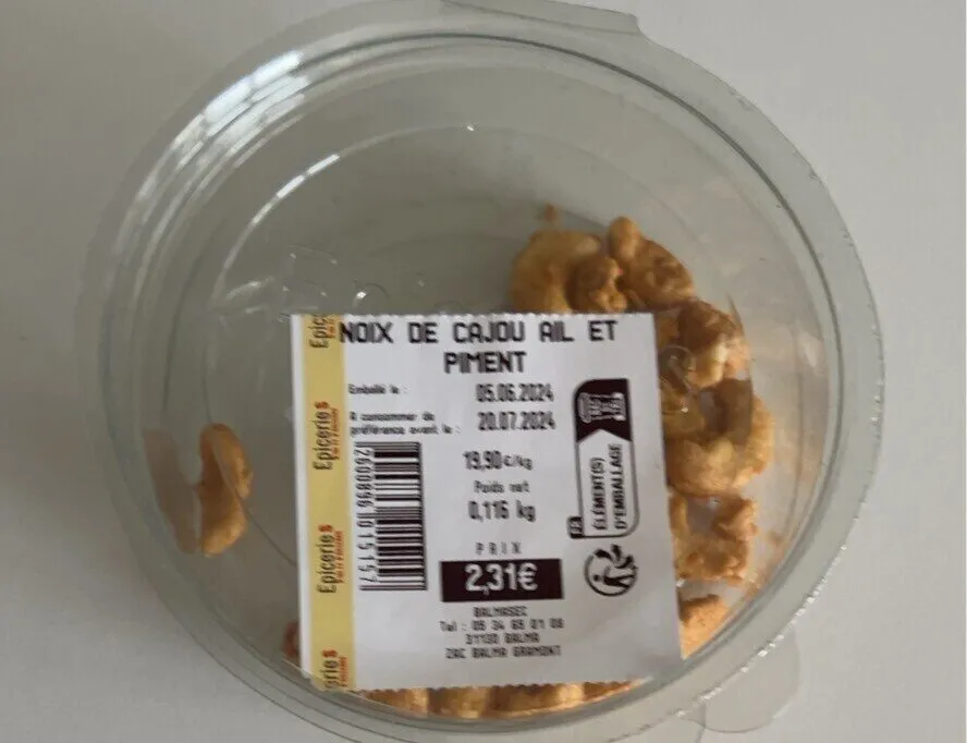 Noix de cajou ail et piment