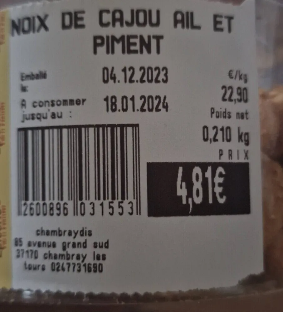 Noix de cajou ail et piment