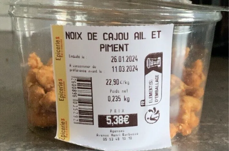 Noix de cajou ail et piment