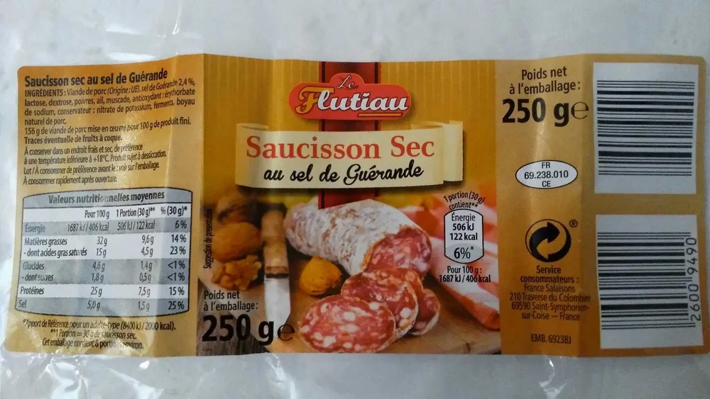 Saucisson sec au sel de guerande
