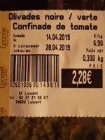 Oliva de noire, verte, confinade de tomate