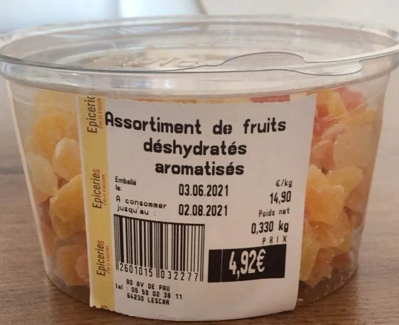 Assortiment de fruits deshydratés aromatisés