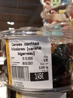 Cerises confites tricolores ( variété bigarreau)