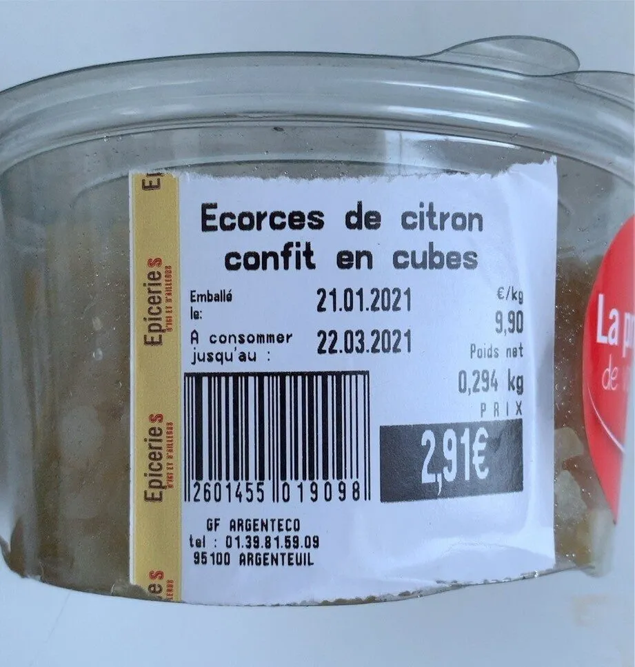 Ecorces de citron confites