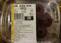 Poire entière rouge confite