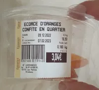 Écorces oranges confites en quartier