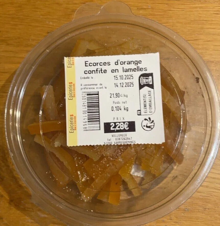Ecorces d’orange confite en lamelles