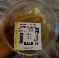 Écorces d’oranges confites en lamelles
