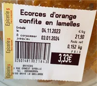 Écorces d’orange confite en lamelles