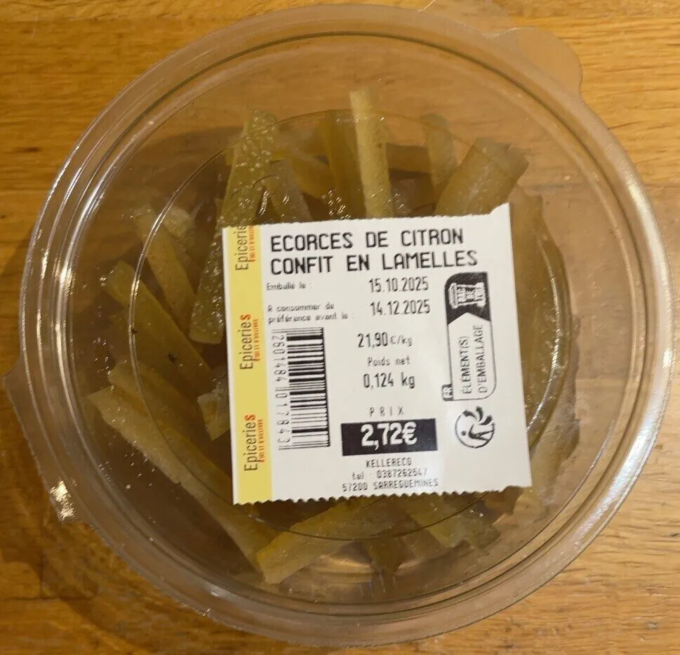 Ecorces de citron confit en lamelles