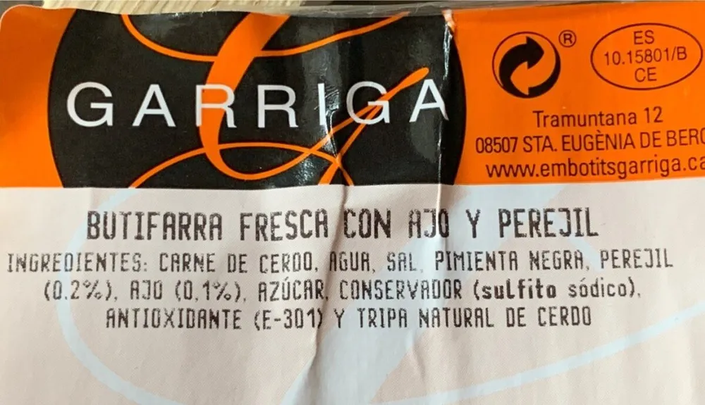 Butifarra fresca con ajo y perejil