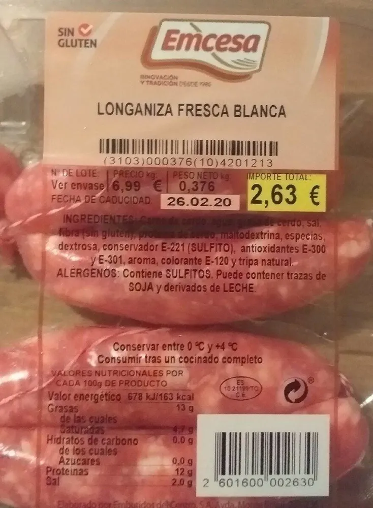 Longaniza Fresca Blanca