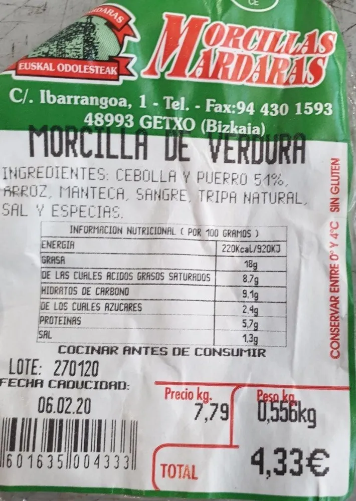 Morcilla de Verdura